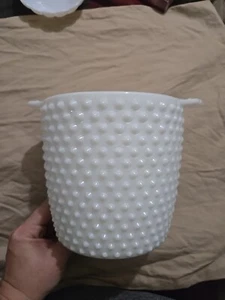 Vintage Anchor Hocking Milk Glass Hobnail Ice Bucket or Planter/Vase or Bowl - Picture 1 of 7