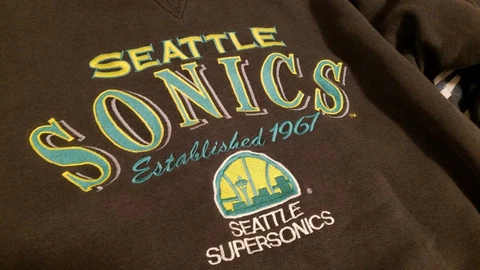 Seattle SuperSonics SONICS Sweatshirt Sweater Black Logo Athletic Large NBA rare Cover