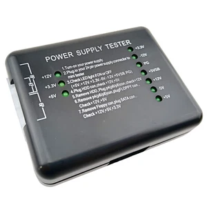 Desktop PC ATX Power Supply Tester 20pin 24pin Molex SATA Drive PCIe Connectors - Picture 1 of 7
