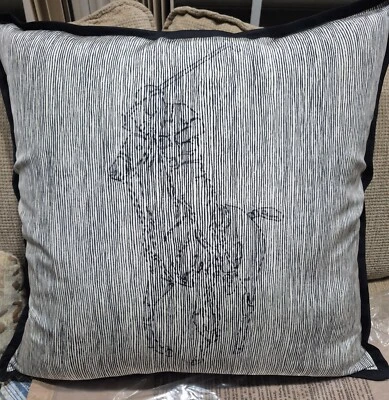 Ralph Lauren Polo Pony Equestrian Throw Pillow Silk Navy Blue & Cream 20X20 NEW - Image 1 of 4