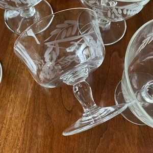 Sasaki Japan SAS28 Low Sherbets Clear Etched Crystal Mid Century Elegant Set (6) - Picture 1 of 10