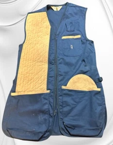 Vintage Bob Allen Shooting Vest Padded Shoulder Blue Tan Size M Made in USA - Picture 1 of 7
