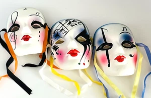 Lot of 3 Ceramic Colorful Musical Note Masks - Picture 1 of 7
