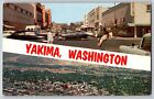 Yakima, Washington - Streets Scene - Aerial View Of The City - Vintage Postcard