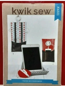 Kwik Sew Pattern K4321 Tech Accessories Tablet Stand Cord / Earbud Case Charger - Picture 1 of 2