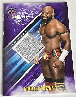 2019 Apollo Crews Topps WWE Worn Shirt Relic Purple /99 Wrestling Patch Card - Image 1 of 4