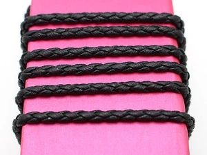 16.4 Feets Black Braided Bolo Leatherette String Jewelry Cord 3mm - Picture 1 of 3