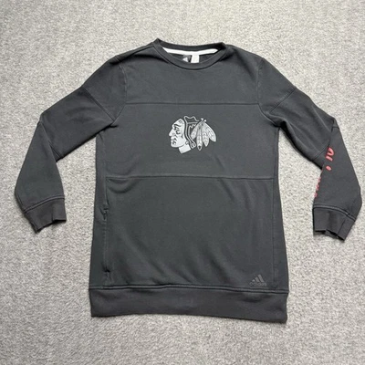 Sudadera Adidas Chicago BlackHawks Para Hombre Talla Mediana Negra NHL Bolsillo con Cremallera Foto 1 de 4
