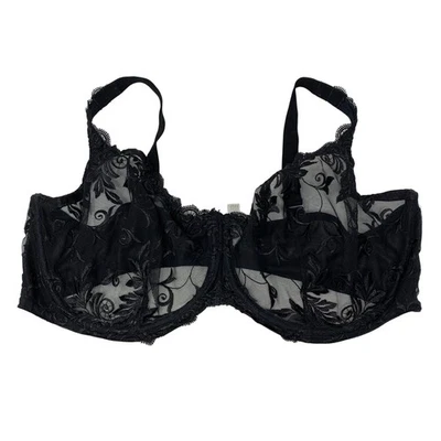 Soma Sensuous Lace Unlined Bra Womens Size 44DDD Black Sheer Embroidered - Image 1 of 4