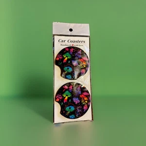 Set of 2 “ Mushrooms “ NEW Cup Holder Car Absorbent Coasters - Picture 1 of 2