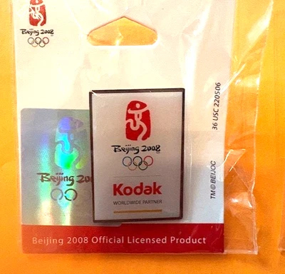 BEIJING OLYMPIC 2 PIN SET KODAK WITH BEIJING LOGO & KODAK WITH USA FLAG NIP - Image 1 of 2
