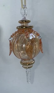 Mundgeblasenes Glas Ornament im ägyptischen Stil Pfirsich mit goldbemalten Highlights 7 Zoll - Bild 1 von 5