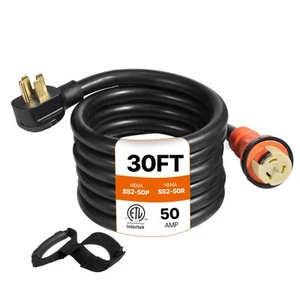 Generator Power Cord 30FT Locking Connector 125/250V 50AMP Extension Cord - Picture 1 of 11