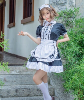 Women Cute Maid Outfit Anime Uniform Cosplay Lolita Dress Short Sleeve Costume - Image 1 of 4