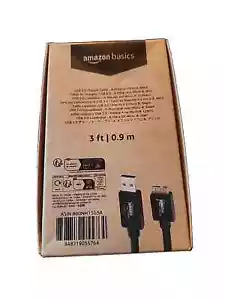 Usb 3.0 Charger Cable to Usb- Micro B Black 3 ft Amazon Basics - Picture 1 of 1