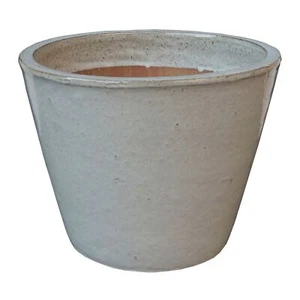 Pflanzgefäß Blumentopf Pflanzkübel Jasmine Ø 38cm grauweiß glasiert frostfest - Bild 1 von 1