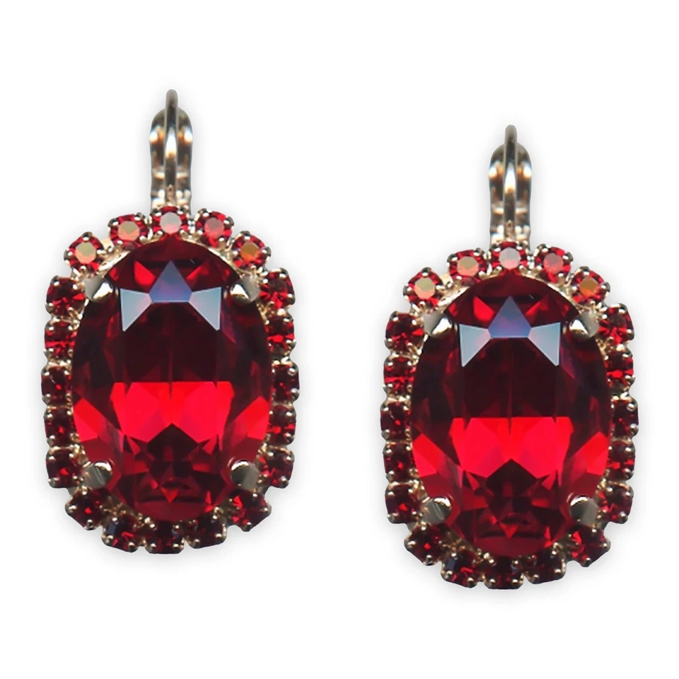 Earrings by Mariana Lady In Red Coll. Stunning Siam Austrian Crystals - Image 1 of 3