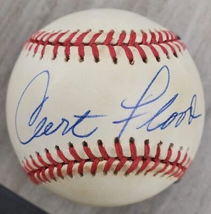 Curt Flood Signed GORGEOUS Sweet Spot Baseball St. Louis Cardinals BAS RARE L@@K - Picture 1 of 5