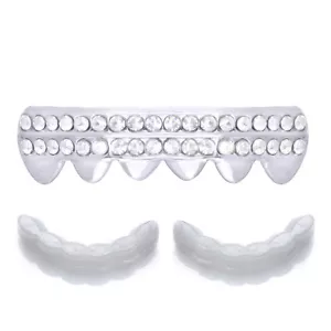Men's Iced GRILLZ Small Silver Tone Bottom Teeth S019 S 1 extra Mold Bar - Picture 1 of 3