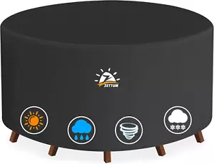 Round Patio Table Cover 48 Inch - 600D Outdoor Furniture Cover round Waterproof - Picture 1 of 8