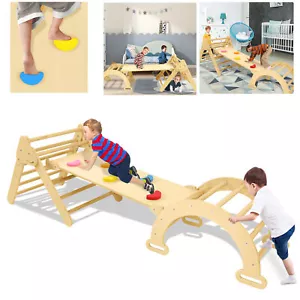 Klettergerüst Indoor Kletterdreieck mit rutsche aus Holz 3 in1 kletterspielzeug - Bild 1 von 12