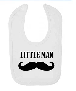 Baby Bib Little Man Cute Funny Moustache Gift Movember Beard Dad Grandpa - Picture 1 of 2