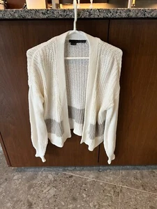 360 Sweater Italian Yarn Long Sleeve Crop Cable Knit Open Front Cardigan Sz:Smal - Picture 1 of 7