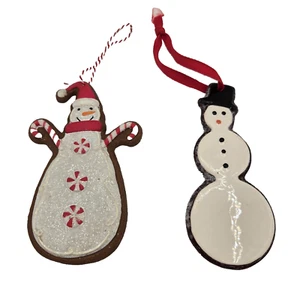 Paar Schneemann mattierte Kekse Punze Weihnachtsschmuck 4,5" - Bild 1 von 3
