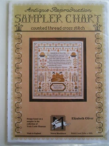 VTG Moira Blackburn ELIZABETH OLIVER SAMPLER Traditional Cross Stitch Pattern UK - Picture 1 of 4