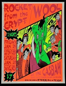 Rocket From The Crypt POSTER Wool Silkscreen Lindsey Kuhn Casbah San Diego 1993 - Picture 1 of 1