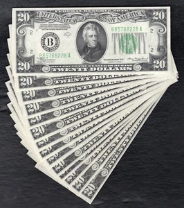 (14) CONSECUTIVE FR. 2055-B 1934-A $20 FRN’S NEW YORK, NY GEM UNCIRCULATED - Picture 1 of 2