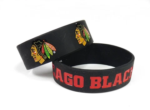 Chicago Blackhawks Silicone Bracelets 2 Pack Wide [NEW] NHL Jewelry Bracelet Cover