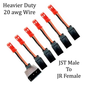 Adaptadores RCP-JRJST (6) JST macho a JR hembra 1" longitud de cable 20 AWG 6 piezas - Imagen 1 de 22