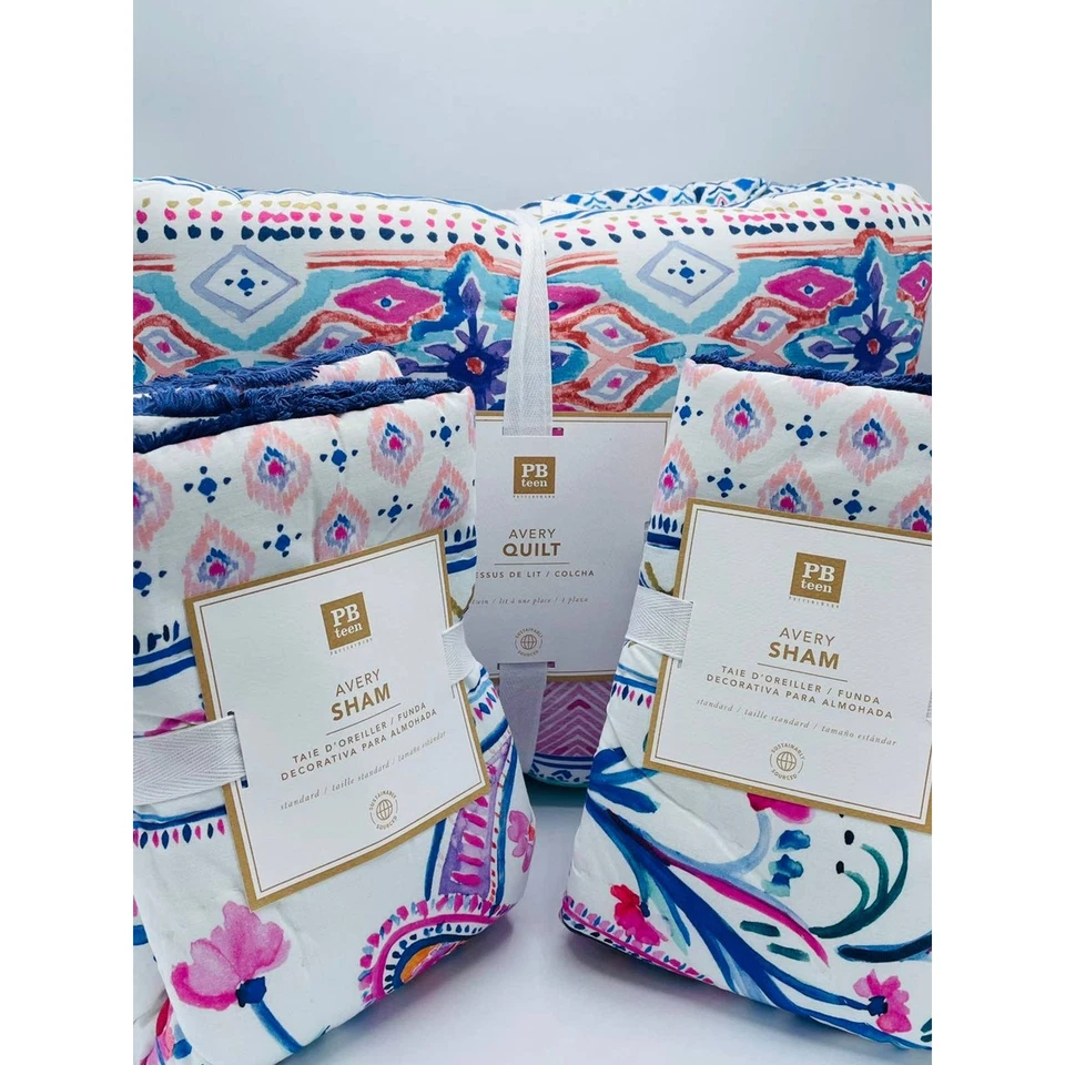 Juego de edredón doble Pottery Barn Teen PBteen Avery Paisley con 2 fundas Foto 1 de 4