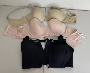 Sujetador Adrienne Vittadini Mujer Lote De 3 Artículos Negro Beige Y Rosa - Imagen 1 de 17