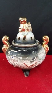 Vintage Japanese Porcelain Incense Burner Dragon Ware approx 4 1/4"w 5"h - Picture 1 of 11