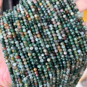 Cuentas sueltas de piedras preciosas de ágata india facetadas micro redondas naturales genuinas de 2/3/4 mm - Imagen 1 de 6