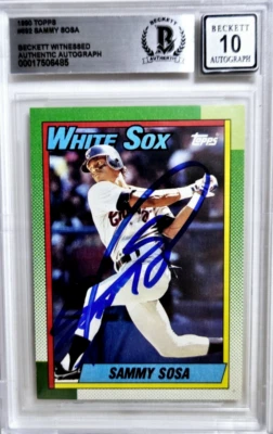 1990 Topps #692 Sammy Sosa Signed Rookie Card Autograph RC BAS BGS 10 Auto Cubs - Image 1 of 2