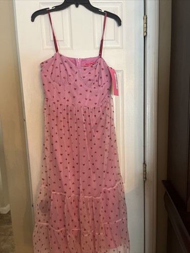 Abito classico Betsey Johnson taglia 10 cuore San Valentino Nuovo con etichette