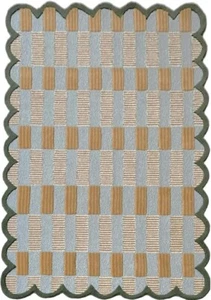 Matilda Goad Plaid Scallop Wool Hand Tufted Area Rug, Luxurious Designer, - Picture 1 of 4