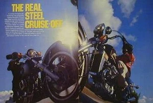 Harley-Davidson FXS-80 y Honda CX500 artículo prueba de crucero de acero real 1979 - Imagen 1 de 1