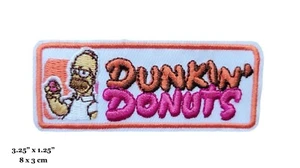 The Simpsons Homer Simpson Dunkin Logo Embroidered Iron On Patch - Picture 1 of 2