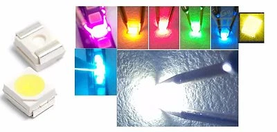 10 LED SMD 3528 ALTA LUMINOSITA' BIANCHI BLU ROSSO VERDE GIALLO Diodi luce PLCC  - Immagine 1 di 2