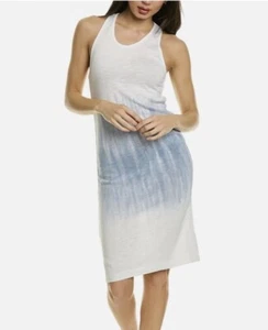 SPLENDID Tank Dress Cotton Viscose Racer Back Swim CoverUp White Tie-Dye Women M - Picture 1 of 12