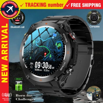 Rugged Military GPS Smart Watch AMOLED HD Screen Heart Rate for Huawei Xiaomi UK - Image 1 of 4