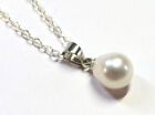 REAL PEARL PENDANT & SILVER CHAIN - PEARL 9mm - CHAIN 52cms - INCL.P&P....SM0208