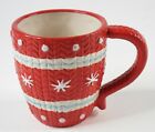 Red Cable Knit Mug Christmas Holiday Hot Chocolate Coffee Gift for Knitter 16oz