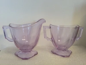 Fostoria Alexandrite Color Changing Lavender Blue Creamer & Sugar Bowl Neodymium - Picture 1 of 10