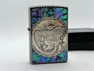 New ZIPPO 2019 Limited Edition Phoenix Bird Shell-Inlay Lighter Black Ice - Picture 1 of 9