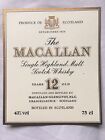 Old Scotch whisky Bottle Label THE MACALLAN 12 Year Old 43% 75cl